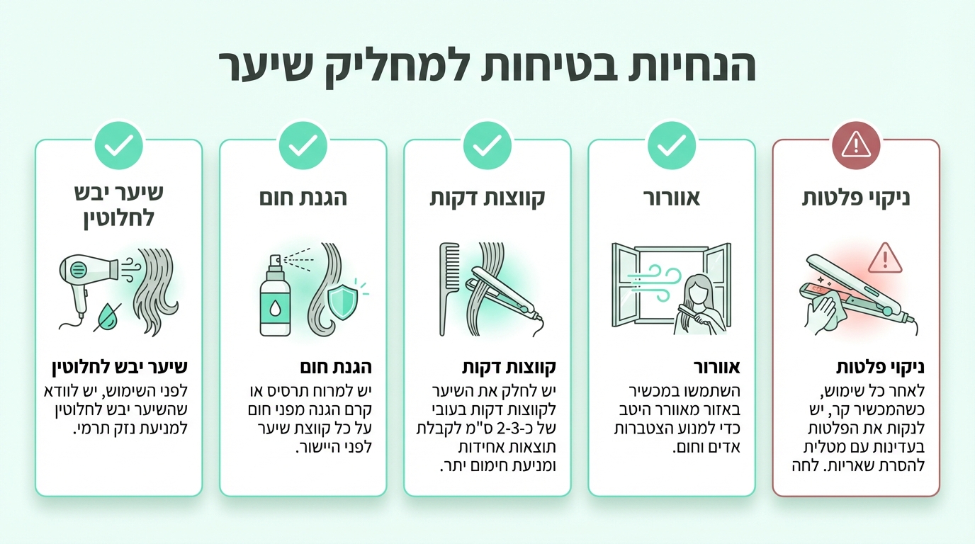 כללי בטיחות חשובים לשימוש נכון במחליק שיער