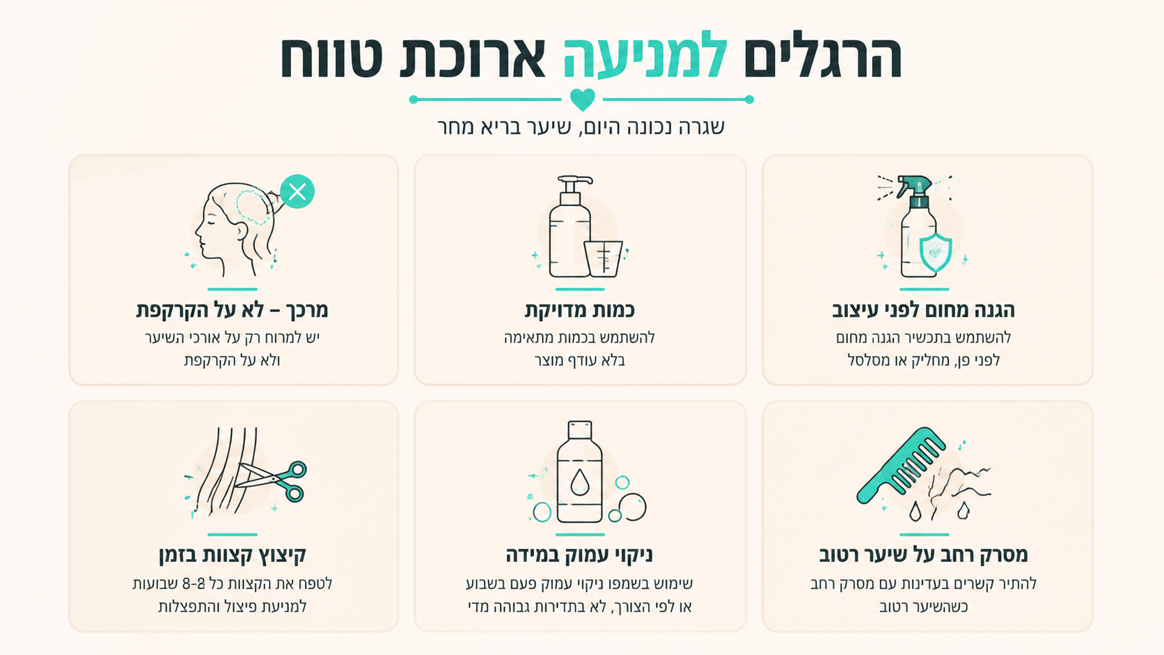 שלושה מוצרי טיפוח לקצוות, מסכה, leave-in ושמן