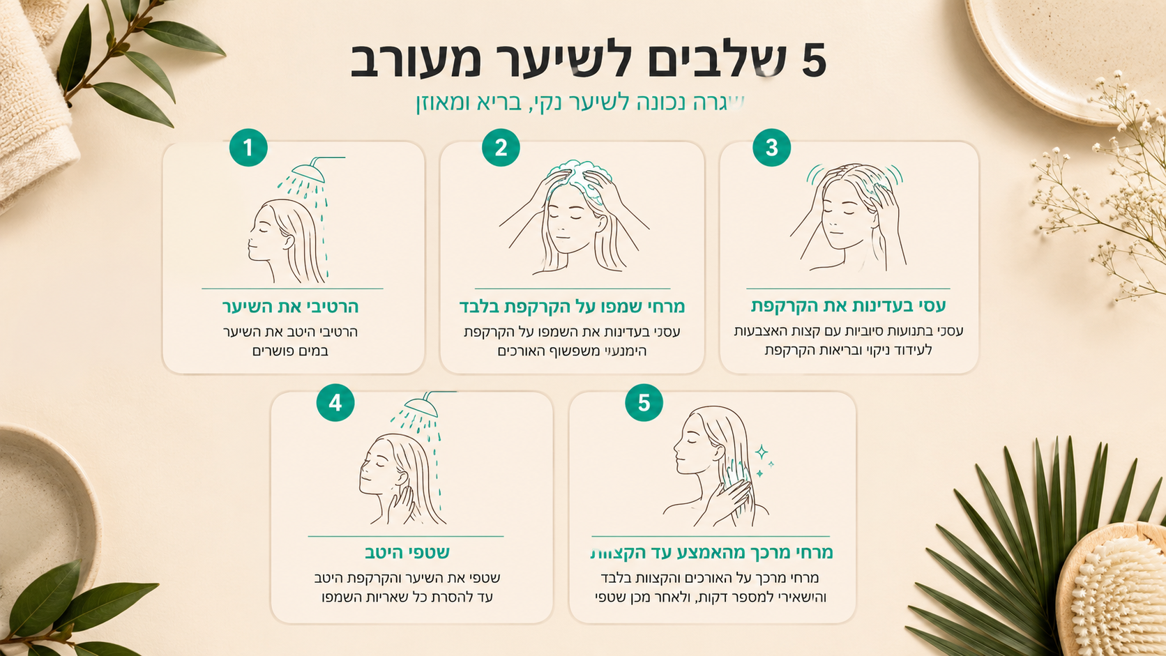 השוואה בין שיער עם קרקפת שמנונית טבעית לשיער עם הצטברות מוצרים