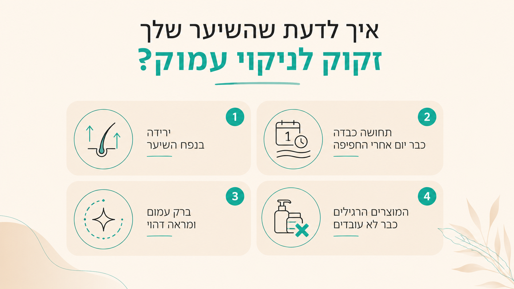 הדגמת מריחת מרכך רק על אזור הקצוות ולא על הקרקפת